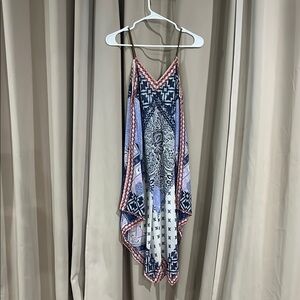 Jolt Blue and Red Sundress Mini Dress with Sleeveless Design and Halter Neckline